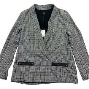Paige Karissa Plaid Blazer Double Breasted Zipper Pockets Career Jacket‎ Size L